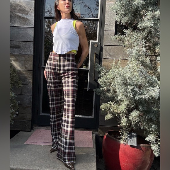 Alice + Olivia Multicolor Plaid Wide Leg Pants